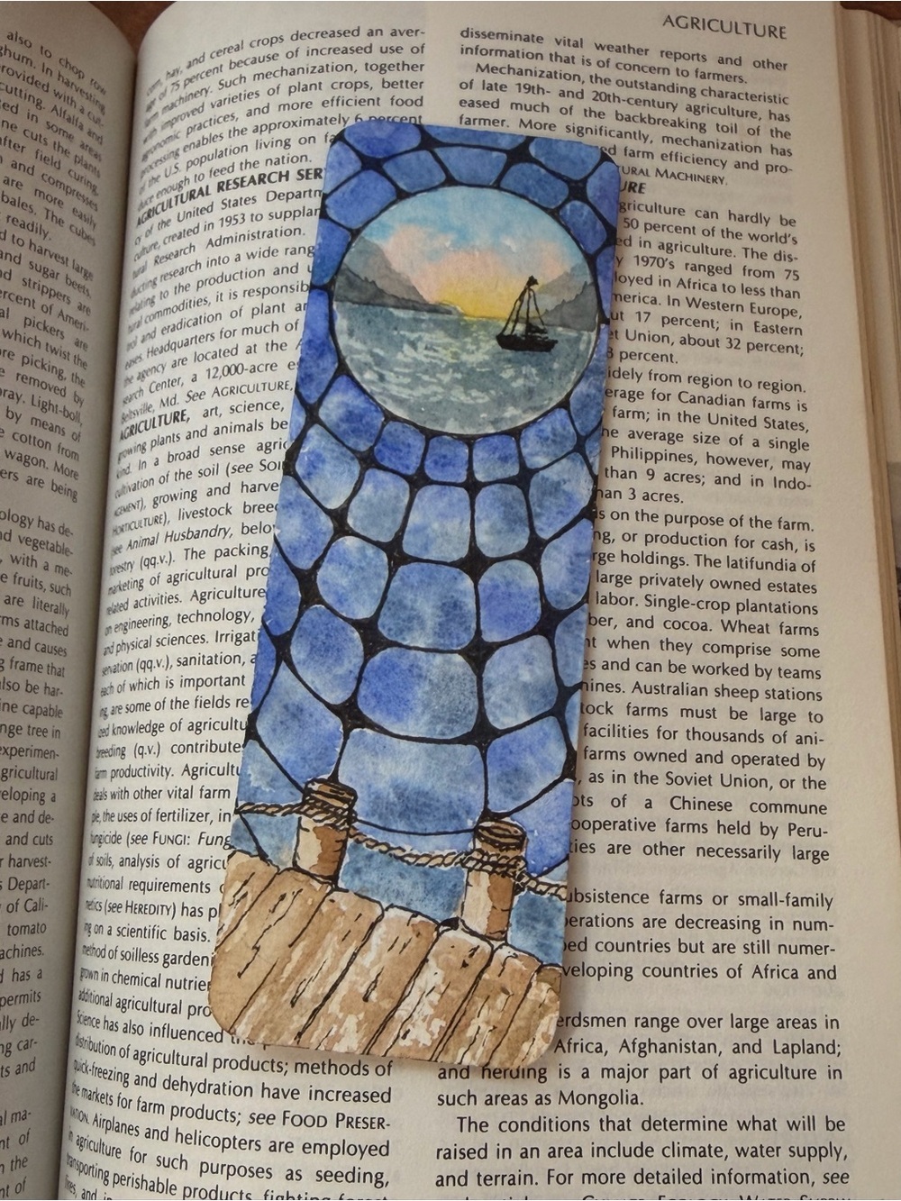Original Watercolor Bookmark | Nova Scotia Wharf | OOAK Hand Painted Art